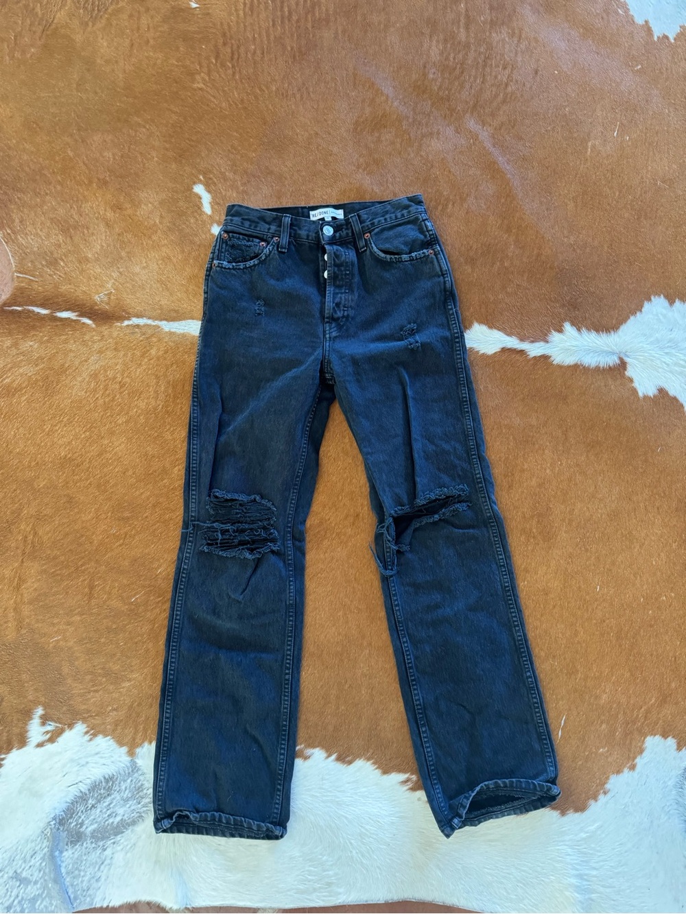 Re/Done High Rise Loose Black Straight-Leg Jeans